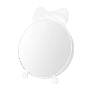 suppliers portable round travel makeup mirror white framed standing organizer box mirror with storage case and comb