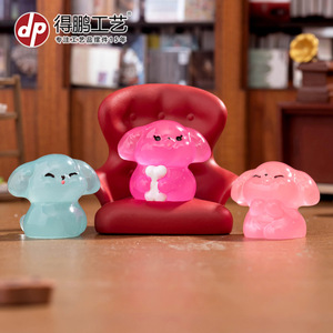 Figurine de chiot mignonne qui brille dans le noir, en résine, mini décoration animale, ornement de bureau et de voiture, accessoire pour enfants de 7 à 12 ans - Product Image 3