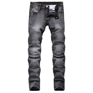 Venta al por mayor Rodilleras para montar Jeans Pantalones vaqueros de motocicleta nostálgicos Pantalones ajustados para <span class=keywords><strong>hombre</strong></span> - Product Image 3