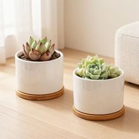 Pot Sukulen Keramik Xun Horticulture Sederhana Putih Porselen Berventilasi Grosir Logo Kustom