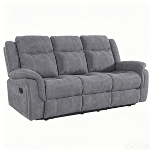 Modern Manual Recliner Sectional <b>Sofa</b> <b>Set</b> With Fabric Drop Down Table And Sponge Filling For Living Room Hotel Use - Product Image 4