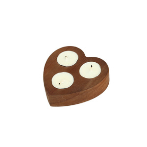 Heart Shaped <b>Wood</b> Candle Holder 3 Hole For Home Decoration Wedding - Product Image 3