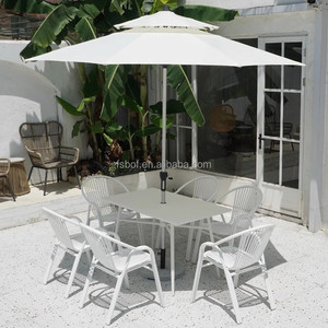 Conjunto de Comedor para Patio Exterior Resistente a la Intemperie de 4 Plazas - Mesa y Sillas de Jardín de Metal Blanco para Cafetería/<span class=keywords><strong>Terraza</strong></span> (Venta al por Mayor) - Product Image 4