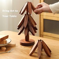 Sous-verres décoratifs en bois poli écologiques pour arbre de Noël, supports pour plats chauds et tasses