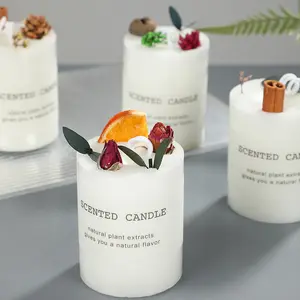 Custom Logo Dried Flower Glass Jar Decorative Luxury Fragrance Soy Wax Scented Candles