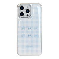 Coque de téléphone portable Iphone16 à carreaux bleu doré pour Apple/Huawei 15Pro Max 14 galvanoplastie 13 gouttes de colle 12 Plus A54s S23 Plus