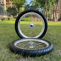 Ensemble de roues Supermoto argentées de 17 pouces avec jantes à rayons pour moto électrique Surron Light Bee X LBX