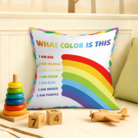 Housses de coussin pour coin lecture enfants, thème arc-en-ciel, affirmations positives, planètes, pour salle de classe et coin apaisant scolaire, 4 pièces