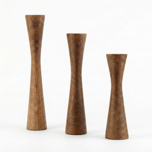Ensemble de supports à bougies coniques en bois pour la décoration de la maison - Product Image 1