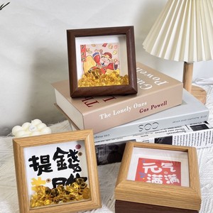 New Chinese Style 4 Inch Photo <b>Frame</b> MDF Square Tabletop Decoration Joyful Fortune Ingot Design DIY Ornament for Living Room - Product Image 1