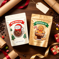 Sachets d'emballage cadeau imprimés Joyeux Noël, refermables avec fermeture éclair, sacs Mylar autoportants pour bonbons et biscuits