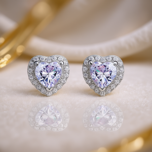 Pendientes de cristal con forma de corazón en oro rosa para mujer, joyería romántica con engaste de garra de aleación de zinc para boda - Product Image 2