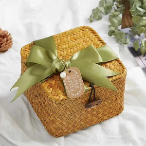 Cesti Portaoggetti in Paglia Intrecciati a Mano, Scatole Multiuso per Regali di Ramadan, Bomboniere per Matrimoni, Organizzazione Domestica - Product Image 4
