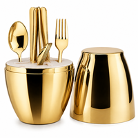 Ensemble de couverts en acier inoxydable, boîte cadeau, 4 personnes, incrustation dorée, polissage miroir, qualité alimentaire, passe au lave-vaisselle, mariage, vente en gros