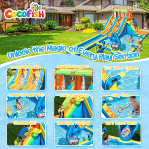 Castillo Inflable Cocofish con Tobogán Acuático, Casa de Brinco Oxford con Piscina y Pistolas de Agua - Parque Acuático <span class=keywords><strong>para</strong></span> Niños en el Patio Trasero - Product Image 3