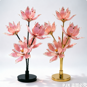Lámpara de Mesa de Cristal Rosa con Forma de Flor de Loto, 5 Cabezas, Base de Metal Moderna, Lámpara Decorativa de Escritorio - Product Image 4