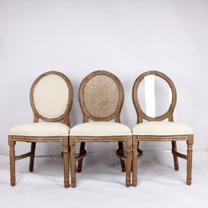 Rembourrage classique empilant la <span class=keywords><strong>chaise</strong></span> <span class=keywords><strong>de</strong></span> salle à manger <span class=keywords><strong>de</strong></span> mariages français Louis <span class=keywords><strong>de</strong></span> finition rustique en bois solide avec le dos <span class=keywords><strong>de</strong></span> rotin - Product Image 5