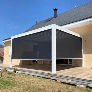 Pérgola <span class=keywords><strong>de</strong></span> Aluminio Resistente <span class=keywords><strong>de</strong></span> 12x14 Pies con Persianas Ajustables, <span class=keywords><strong>Cortinas</strong></span> y Mosquitera, Toldo <span class=keywords><strong>para</strong></span> Patio Resistente a la Intemperie - Product Image 1