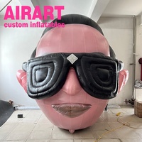 Tête humaine géante gonflable, visage imprimé personnalisé, PVC, forme de tête de dessin animé 3D, ballon