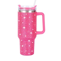 Gobelet de voyage isotherme en acier inoxydable à double paroi de 40 oz, avec affichage de la température, effet cristal scintillant, idéal pour les fêtes, vente en gros
