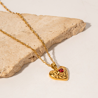 CZ coeur lave forme pendentif collier pêche coeur 18K pvd acier inoxydable clavicule chaîne pour les femmes