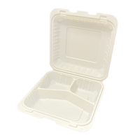 Op maat gemaakte verpakkingshoeveelheid Magnetronbestendige wegwerp voedselcontainer 8x8 8 inch deksel scharnierend klikvergrendeling MFPP voedsel clamshell doos