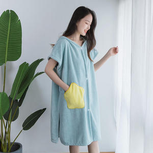 Coral Fleece Printed Quick-Dry Absorbent Oversized Hoodie Hooded Sleeveless <b>Wearable</b> Bathrobe Bathroom <b>Towel</b> for Women - Product Image 1