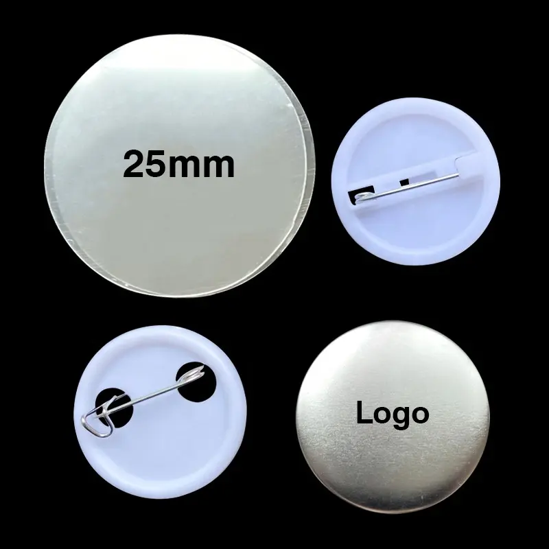25mm Brosche Abzeichen Lieferant Benutzer definierte runde Weißblech Komponenten Knopfs tifte für DIY