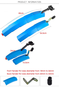 Guardabarros plegable telescópico para bicicleta de montaña, con luz trasera, delantero y trasero - Product Image 3