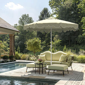 Large Scalloped Fringed Pool Umbrella Custom Logo OEM Aluminum Crank Handle Bali Tassel Terraza Garden <strong>Parasol</strong> Patio <strong>Table</strong> - Product Image 2