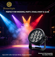 Projecteur PAR LED sans fil 2.4G DMX512, étanche IP65, 12x18W 6-en-1 RGBWA+UV, alimenté par batterie, pour événements et mariages