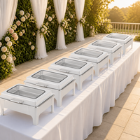 Nouveau design Réchaud de buffet 6L en acier inoxydable doré et blanc, chauffage à l'alcool, longue durée de vie, contrôle manuel de la température