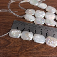 Colliers de perles d'eau douce baroques carrées plates de 14-15 mm, lustre blanc naturel, perles en vrac pour la fabrication de bijoux