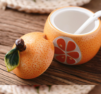 Ensemble de pots à épices en céramique en forme de fruits créatifs et mignons, bouteille à épices, pot à sel, ustensiles de cuisine avec couvercle et cuillère