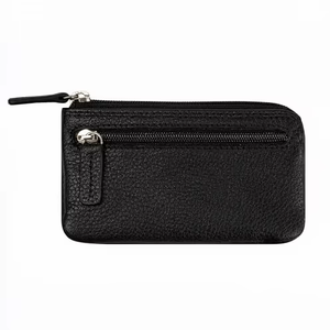 Nouvelle bourse à monnaie en cuir véritable <span class=keywords><strong>avec</strong></span> dragonne, fermeture éclair, rabat à bouton-pression pour pièces de monnaie, cartes, clés, petit portefeuille portable unisexe - Product Image 1