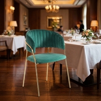 Chaise de salle à manger moderne en velours avec pieds en métal, chaise rembourrée pour restaurant, fauteuil de café et hôtel, mobilier commercial en gros