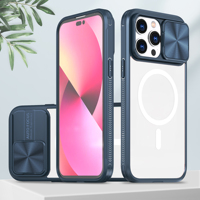 Étui de téléphone transparent avec charge magnétique sans fil pour iPhone 14 13, protection de l'appareil photo avec fenêtre coulissante, étui mobile pour iPhone 14 Pro Max