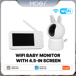 Telecamera di Sicurezza WiFi Tuya Smart Home per Bambini e Animali Domestici con Schermo LCD da 4,5 Pollici, <span class=keywords><strong>Zoom</strong></span> PTZ, Sensore di Temperatura e Ninna Nanna - Product Image 2