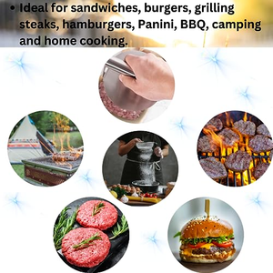 Presse à viande pour hamburger, presse à viande ronde avec poignée, en acier inoxydable, presse à burger ronde - Product Image 5