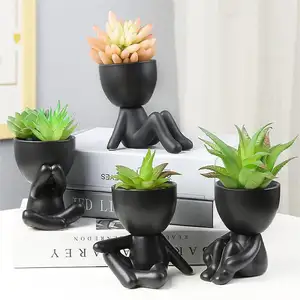 Cute Cartoon Body Art Flower Pot Ceramic Vase Planter Desktop Ornaments Home Decor Garden Pot Succulent Plant Pot