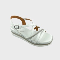 Sandales compensées épaisses pour femme à brides multiples croisées, bride de cheville à boucle, talon moyen, antidérapantes, bout carré ouvert, talon plateforme, sandales robustes