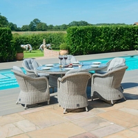 Beau luxe meubles de maison étanche dîner cour rotin osier jardin extérieur Table à manger rotin ensemble de salle à manger