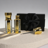 Flacon d'huile essentielle personnalisé avec logo, bouchon à vis octogonal doré, 3 ml, 6 ml, 12 ml, imprimé UV, en verre, pour parfum Attar, huile d'Oud, avec bouchon métallique