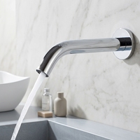 Robinet mural intelligent à capteur infrarouge pour lavabo, eau chaude et froide, en cuivre, design moderne et minimaliste, surface électroplaquée