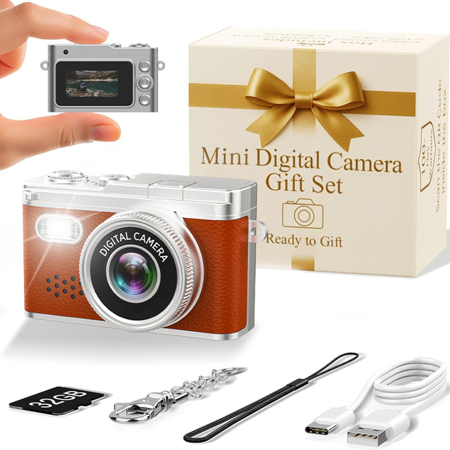 Fashion Retro Design Mini Keychain Camera 1080P FHD Vintage Compact Mini Thumb Size Pocket Digital Camera With Flash Light