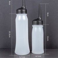 150ml 250ml HDPE plastique cheveux huile colorant facile à presser applicateur bouteille d'emballage avec bec pointu bouchon de distribution