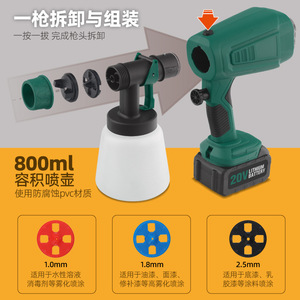 Pistola de pulverización verde de 20V con batería de litio, vaso ajustable de 16 oz, pulverizador de pintura profesional para decoración de interiores y reparación de automóviles - Product Image 2