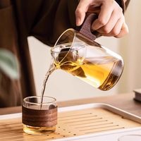 Théière en verre borosilicate de haute qualité 350 ml avec poignée en bois et infuseur en verre amovible pour thé en vrac