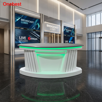 Console de réception moderne pour studio de télévision en Corian haut de gamme avec éclairage LED