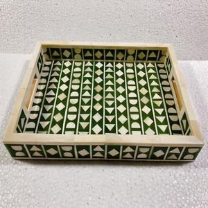 Singapur diseñado Rosa rectángulo hueso madre perla incrustaciones decorativas bandejas de madera mármol plástico Venta caliente comida de Ramadán - Product Image 3